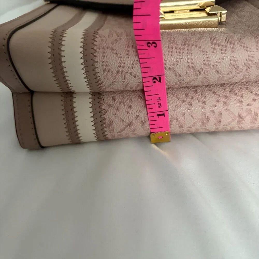 Michael Kors Rose Signature Coated Canvas Leather Whitney Shoulder Bag Chic